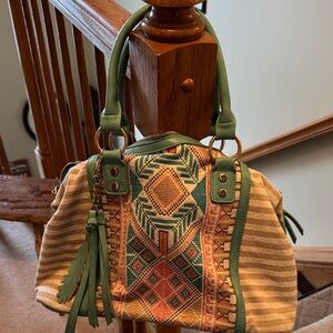 Charming Charlie Mint and Tan Satchel